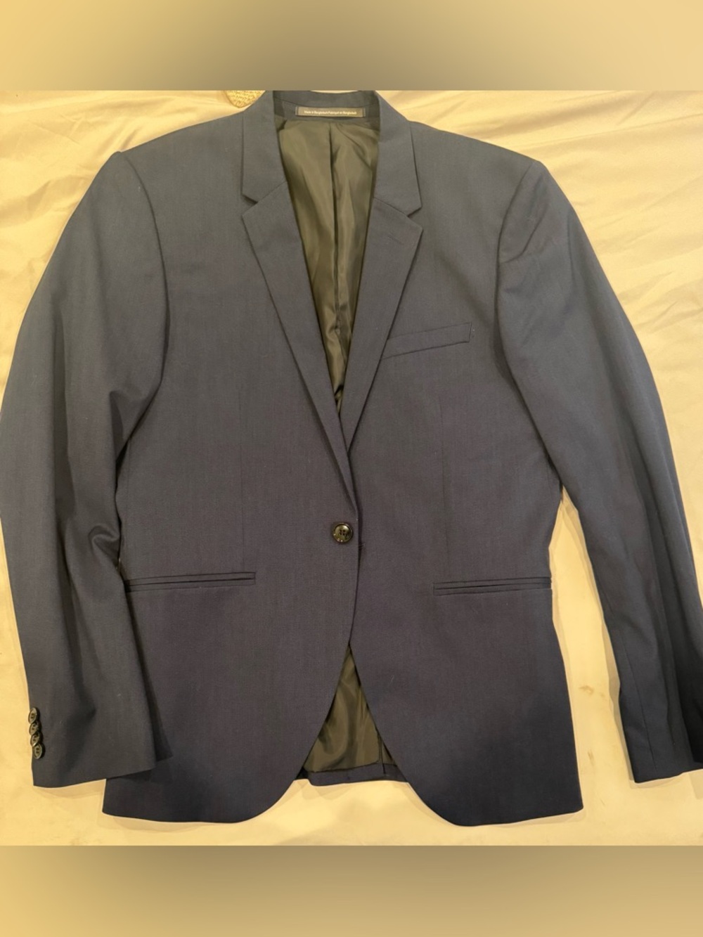 H&M Men's Navy Single Button Blazer 40R Super Skinny Fit